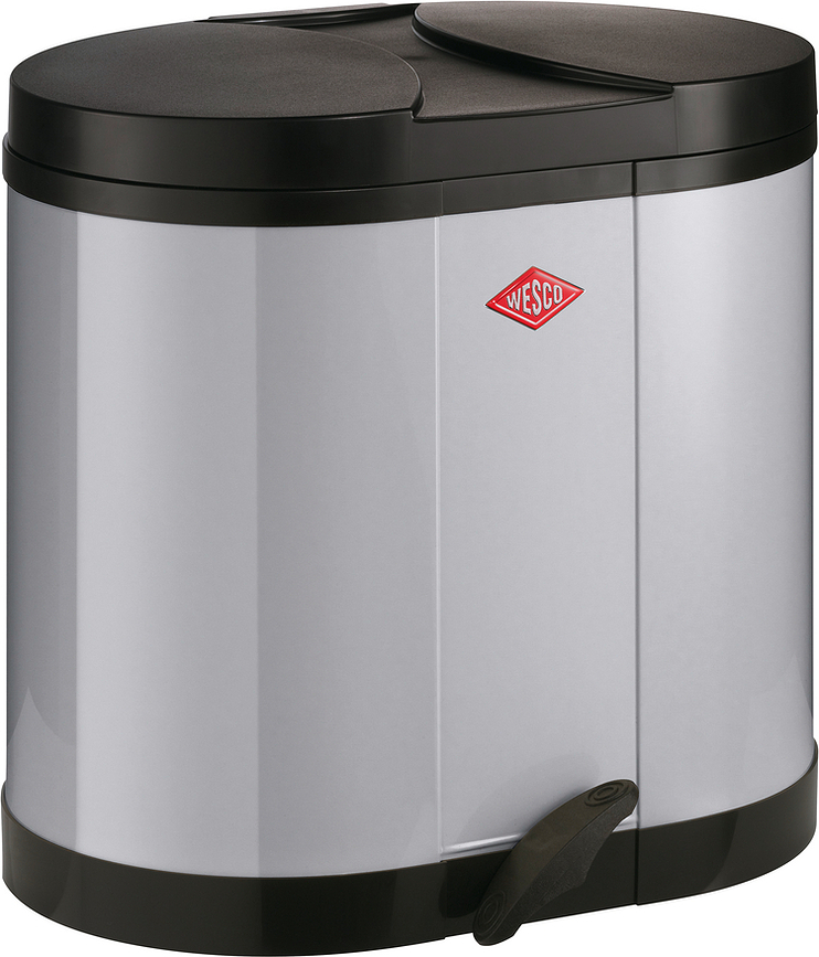 Zilveren vuilnisbak Beta 2 x 15 l koel grijs