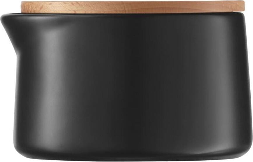 Azucarero Kineo, negro mate, con tapa de madera