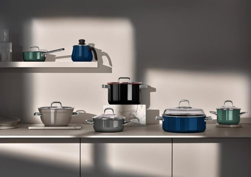 Batería de Cocina Fusiontec Mineral Pro, azul oceánico, con cazo y 4 tapas, Set de 8 piezas