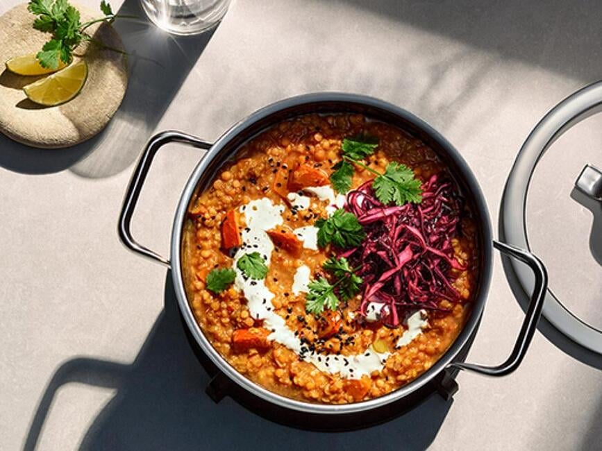 Batería de Cocina Fusiontec Mineral Pro, azul oceánico, con cazo y 4 tapas, Set de 8 piezas