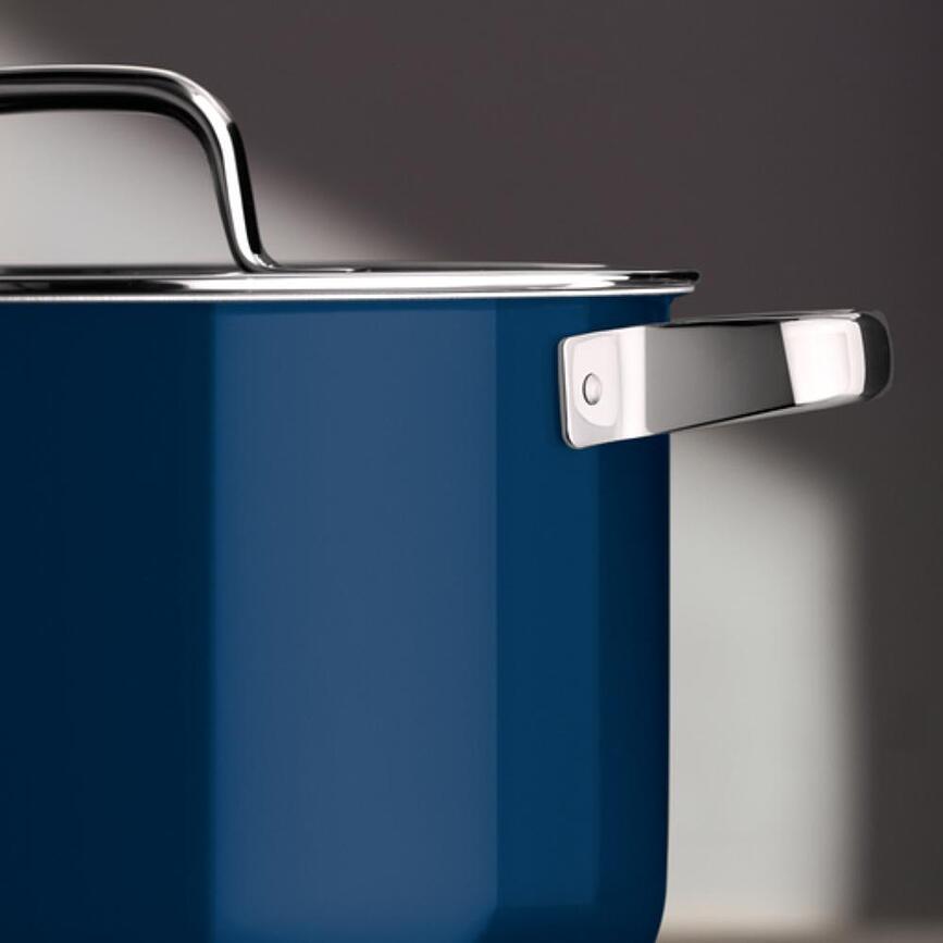 Batería de Cocina Fusiontec Mineral Pro, azul oceánico, con cazo y 4 tapas, Set de 8 piezas
