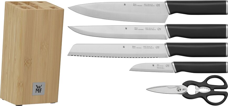 Bloque de Cuchillos Kineo, 4 cuchillos y tijeras, 6 piezas