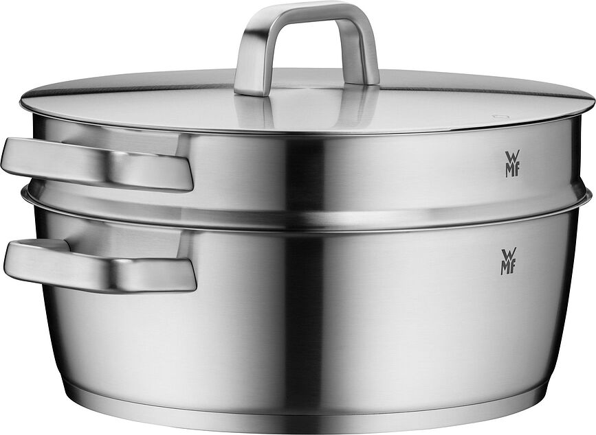 Cacerola Baja Iconic 28 cm, con cesta para cocinar al vapor