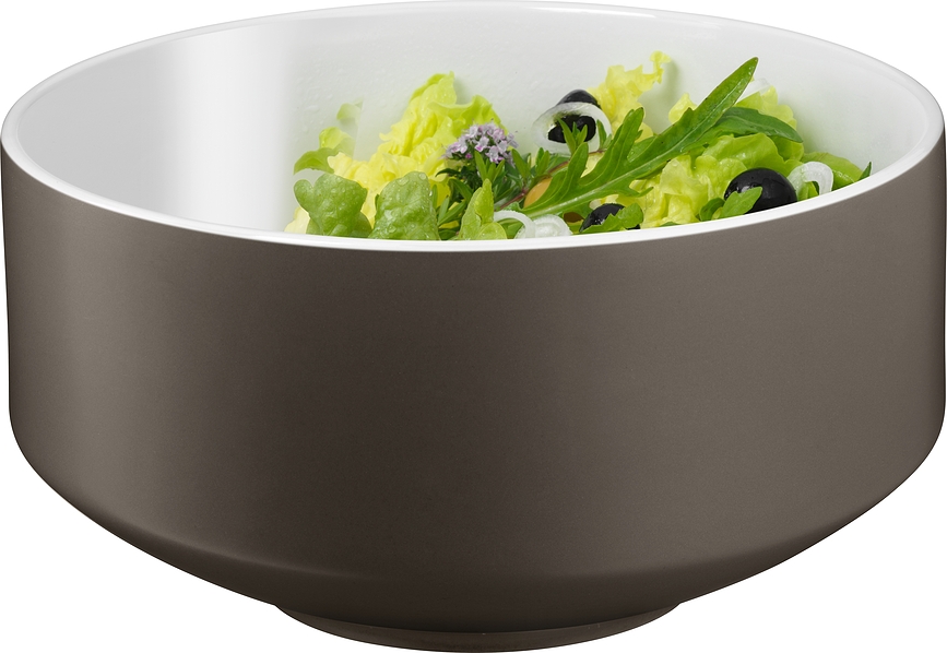 Ensaladera Moto, gris satinado, con cubiertos para servir