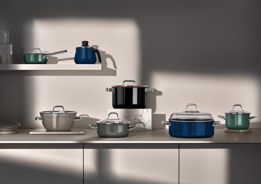 Fusiontec Mineral Pro Batterie de Cuisine, bleu océanique, Set 8 pièces