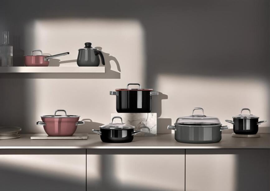 Fusiontec Mineral Pro Set Posuđa s lončićem i 3 poklopca crni 7-dijelni set