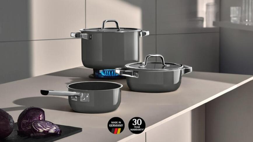 Fusiontec Mineral Pro Set posod s kozico in 3 pokrovi, 7-delni, oranžen