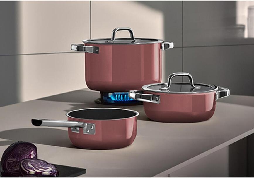 Fusiontec Mineral Pro Set posod s kozico in 3 pokrovi, 7-delni, oranžen