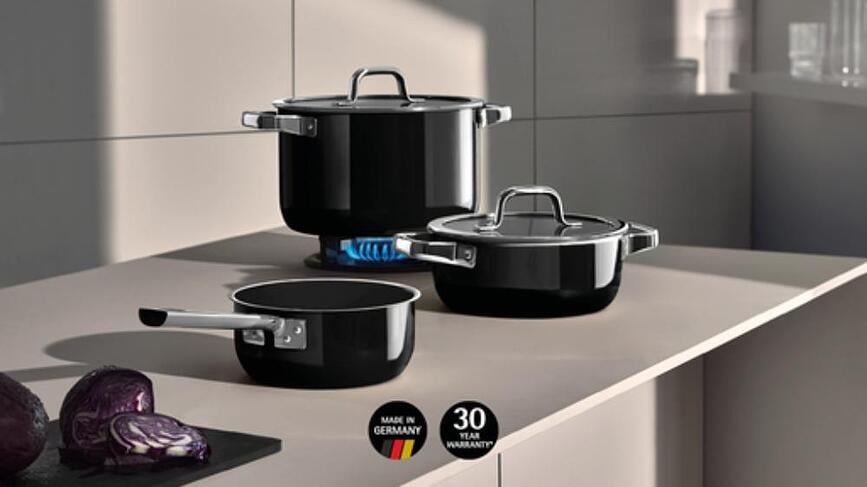 Fusiontec Mineral Pro Set posod s kozico in 3 pokrovi, 7-delni, oranžen