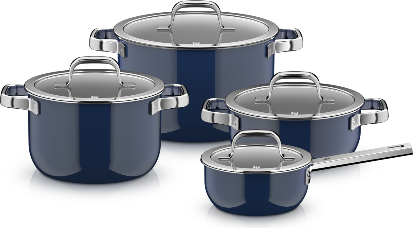 Fusiontec Mineral Pro Topfset mit Stielkasserolle und 4 Deckeln, ozeanblau, 8-tlg.