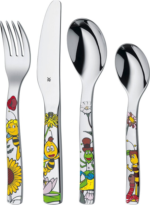 Juego de Cubiertos Infantil WMF Abeja Maya, Set de 4 piezas