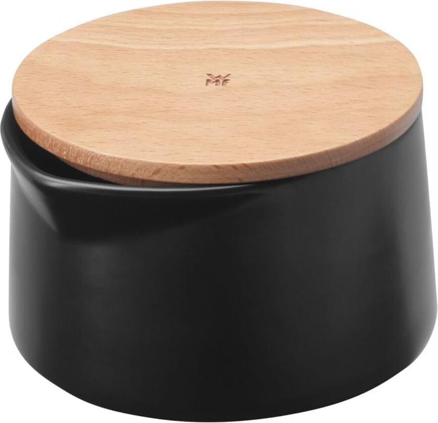 Kineo Sucrier avec couvercle en bois, noir mat