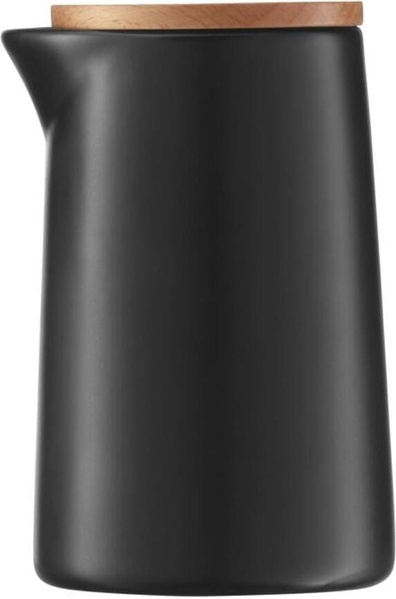 Lechera Kineo, negro mate, con tapa de madera