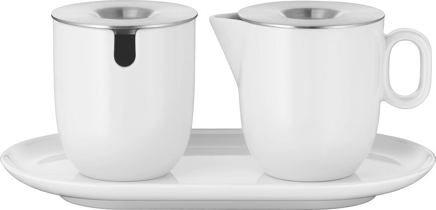 Lechera y Azucarero Barista, con bandeja, Set de 2 piezas