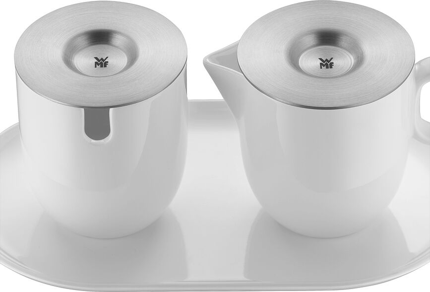 Lechera y Azucarero Barista, con bandeja, Set de 2 piezas