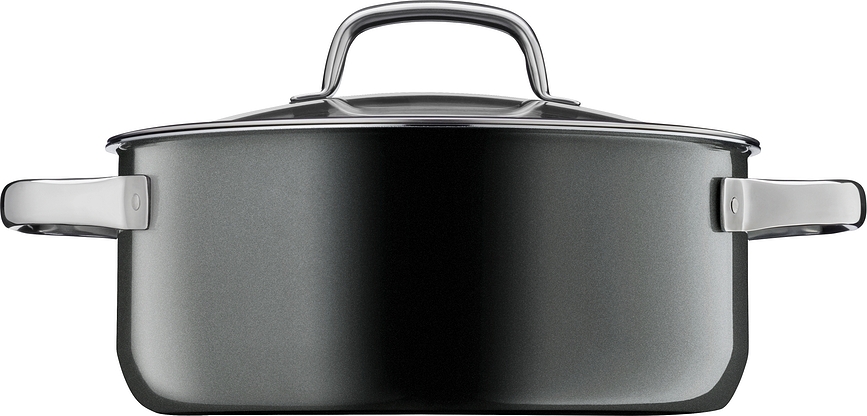 Cacerola Fusiontec Mineral baja, 24 cm, negro, con tapa