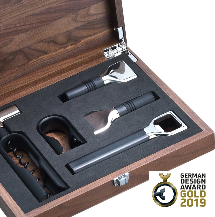 Set de Coctelería Sommelier Baric, en estuche de madera, 5 piezas