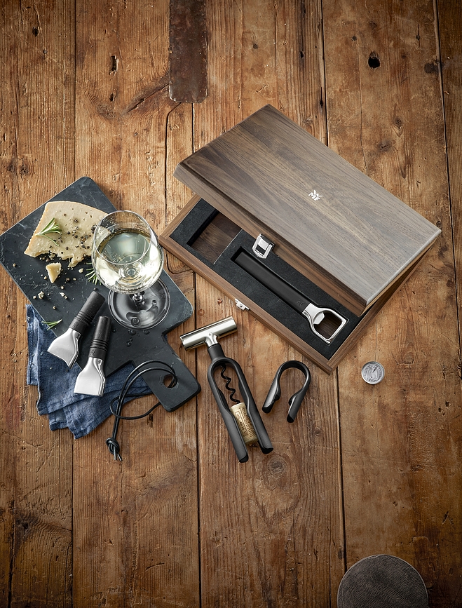 Sommelier Baric Set d'Accessoires de Bar avec coffret en bois, Set 5 pièces