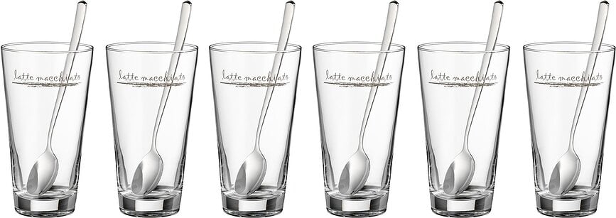 WMF Verres à Latte Macchiato avec cuillères, Lot de 6