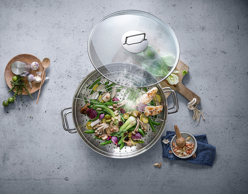 Wok Macao, con inserto para cocinar al vapor