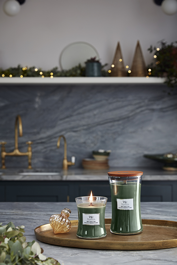 Core WoodWick Bougie, Feuilles de Menthe et Chêne, grande