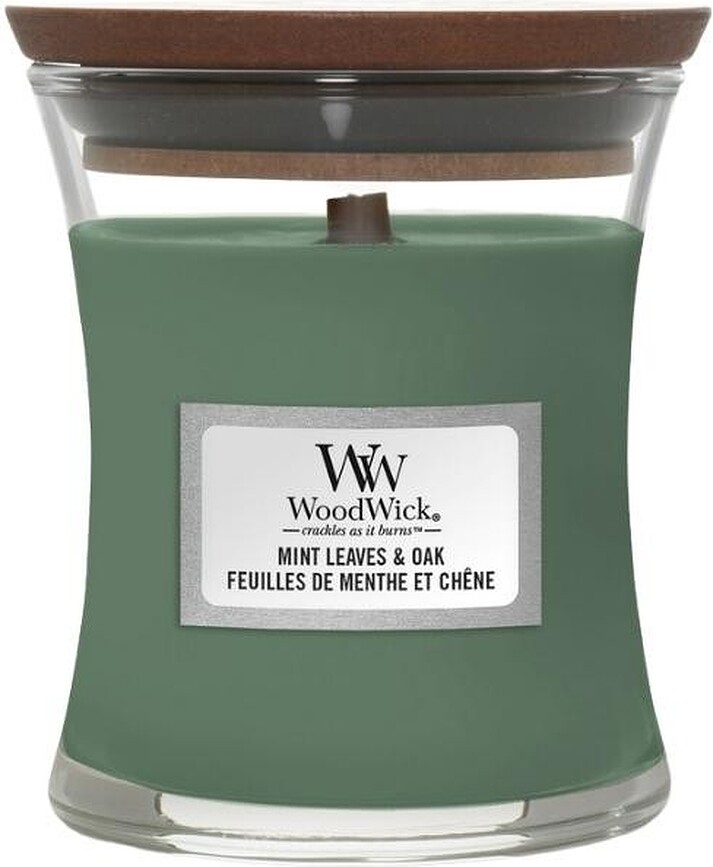 Core WoodWick Mint Leaves & Oak Kerze klein