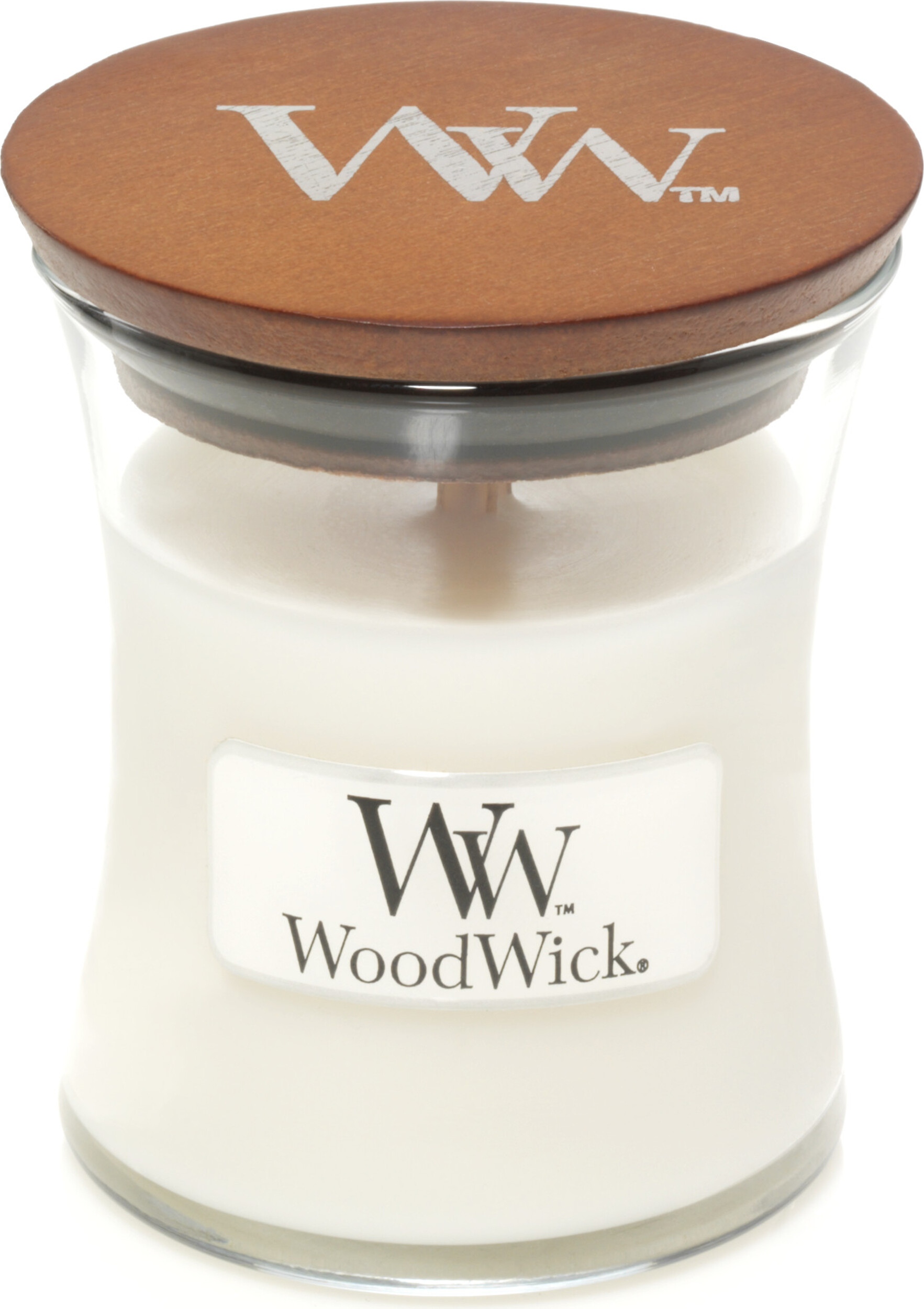 Core WoodWick White Teak Kerze klein