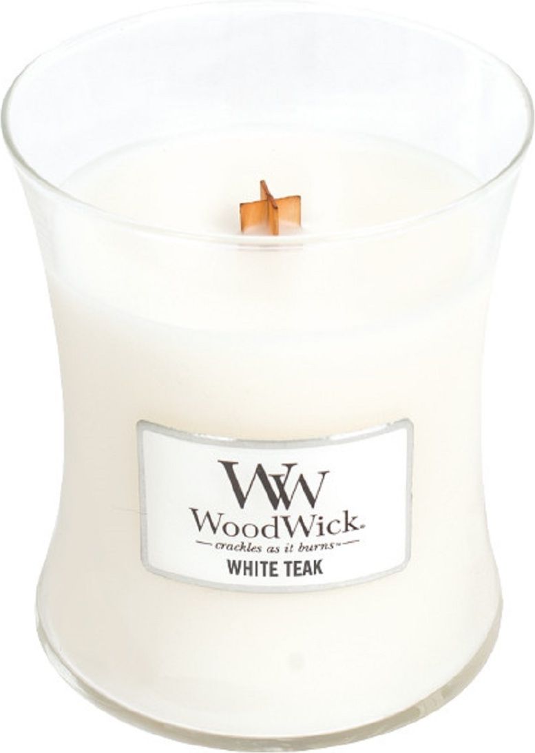 Core WoodWick White Teak Kerze mittel