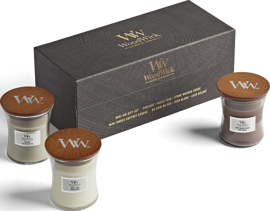 Core WoodWick Woody Kerzen klein in Geschenkverpackung 3 St.