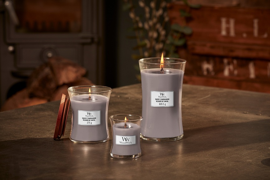Hearthwick WoodWick Suede Sandalwood Kerze