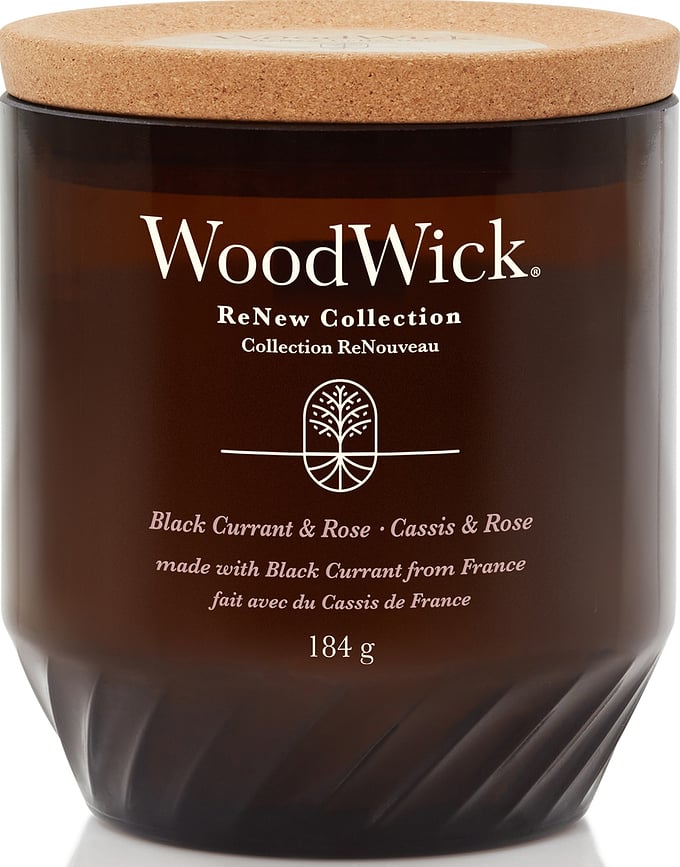 Renew WoodWick Black Currant & Rose Kerze mittel