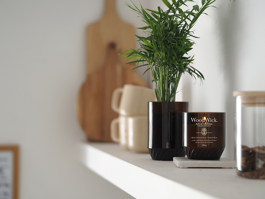 ReNew WoodWick Bougie parfum Black Currant & Rose, moyenne