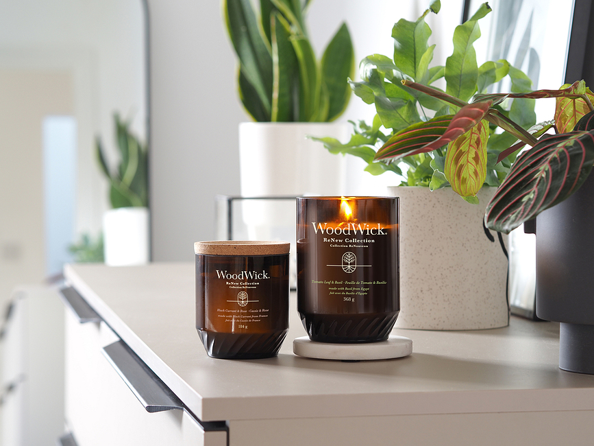 ReNew WoodWick Κερί, μεγάλο, φύλλο ντομάτας & βασιλικός