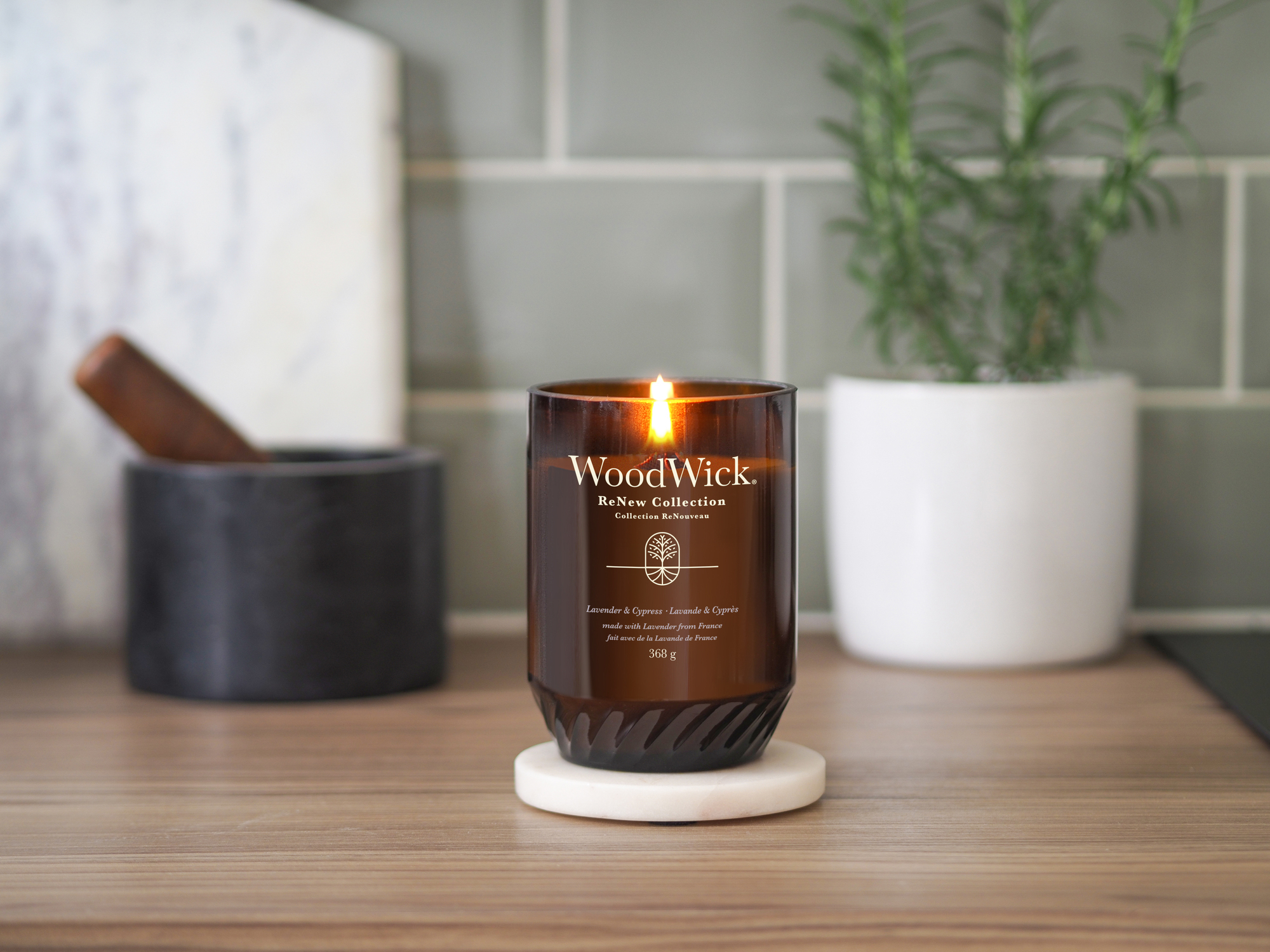 Renew WoodWick Lavender & Cypress Candle