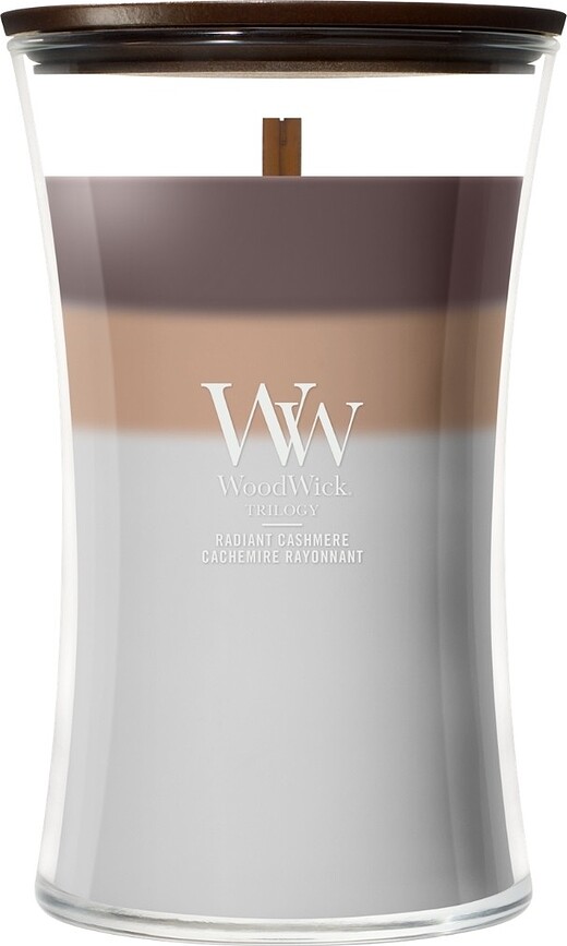Sveča WoodWick Trilogy Radiant Cashmere velika