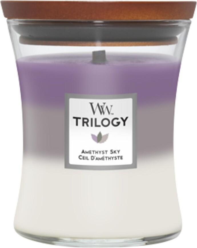 Svece Trilogy WoodWick Amethyst Sky vidēja