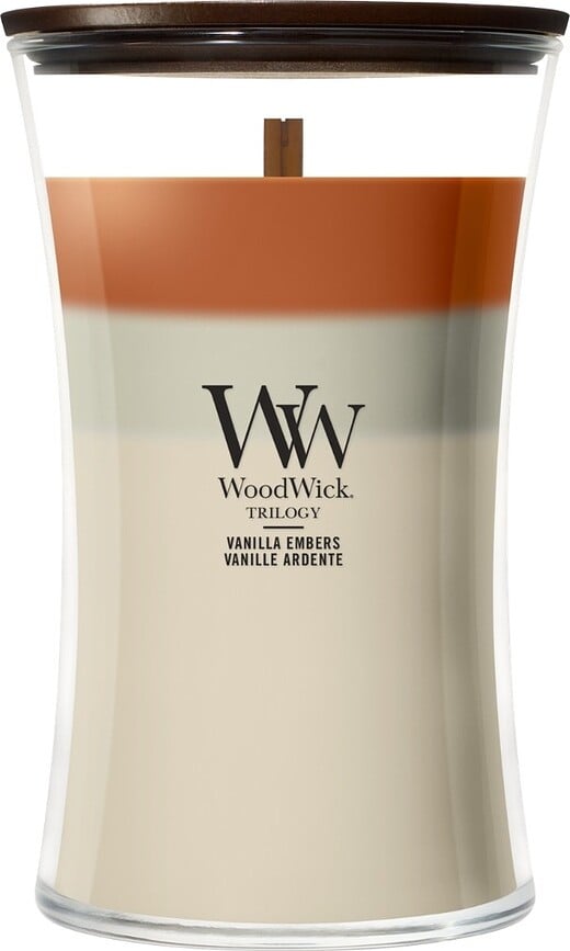 Svijeća WoodWick Trilogy Vanilla Embers velika