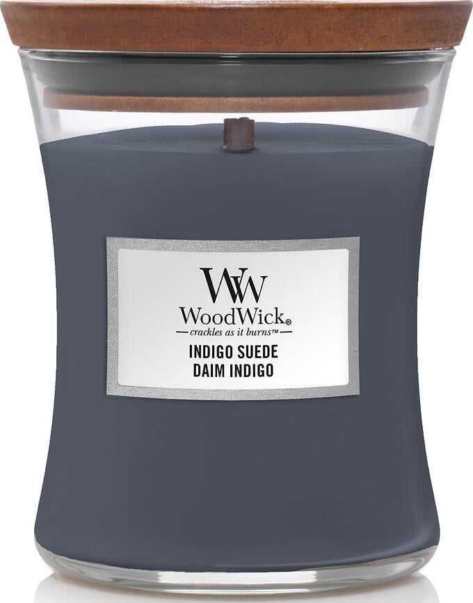 Vela Core WoodWick Indigo Suede, mediana