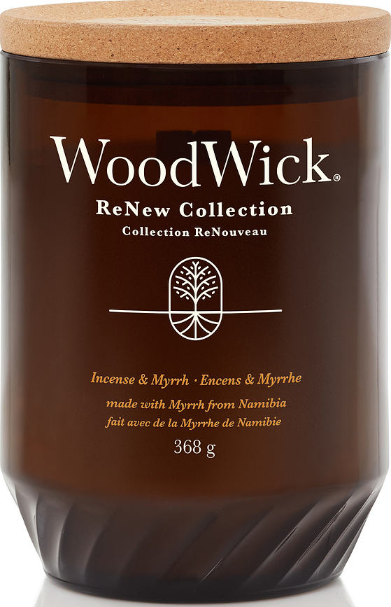 Vela ReNew WoodWick, incienso y mirra