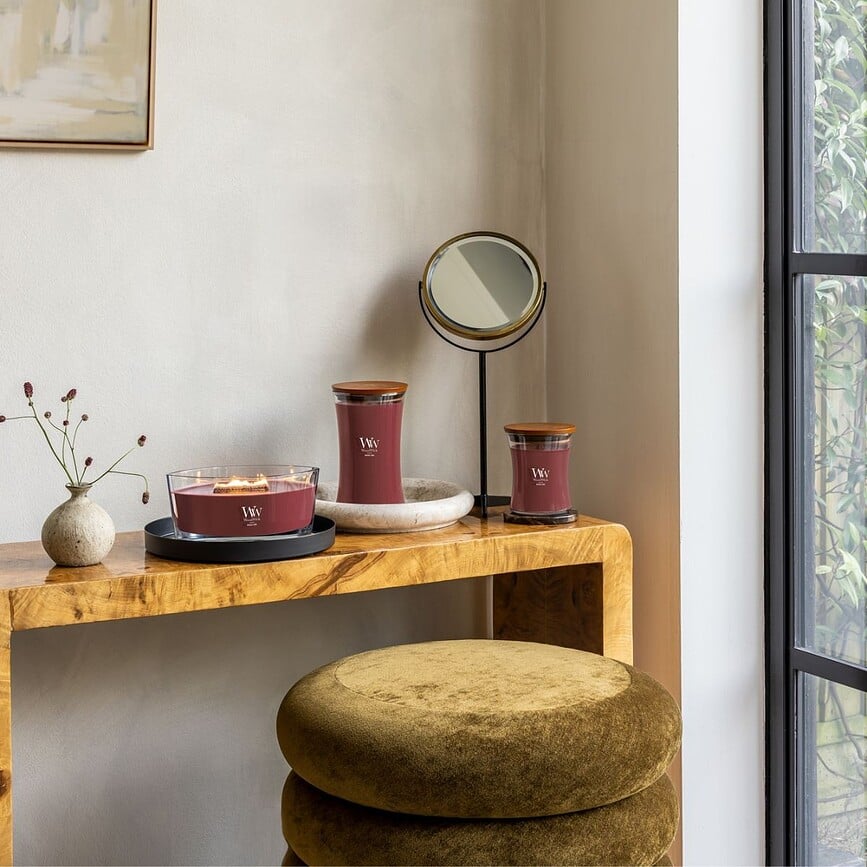 Vela aromática WoodWick Core, Rouge Oud, grande