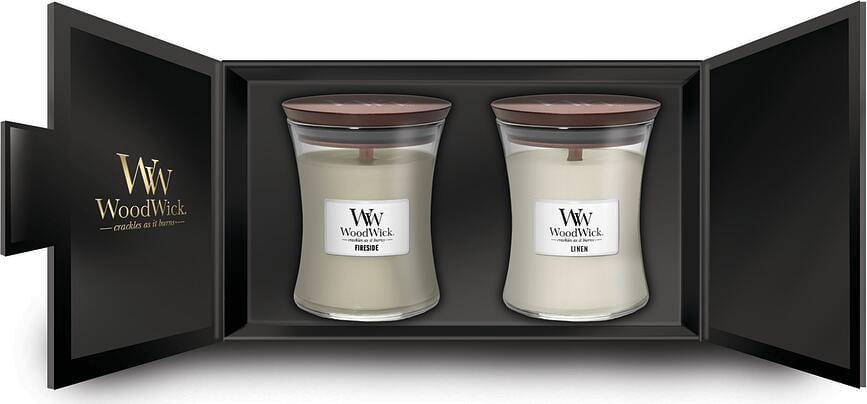 Velas WoodWick Core, medianas, presentación regalo, Pack de 2 unidades