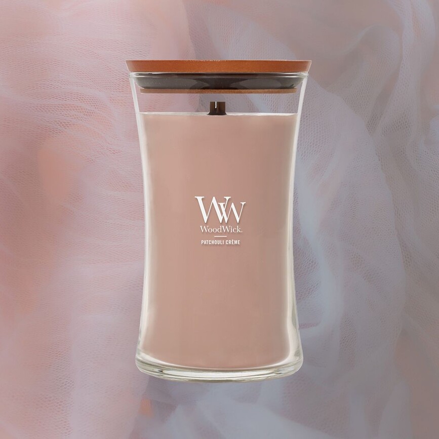 WoodWick Core Sveča Patchouli Creme, srednja