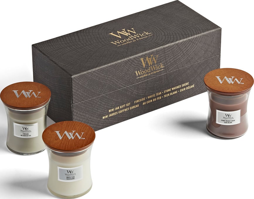 WoodWick Core Svijeće Woody male u poklon pakiranju 3 kom.