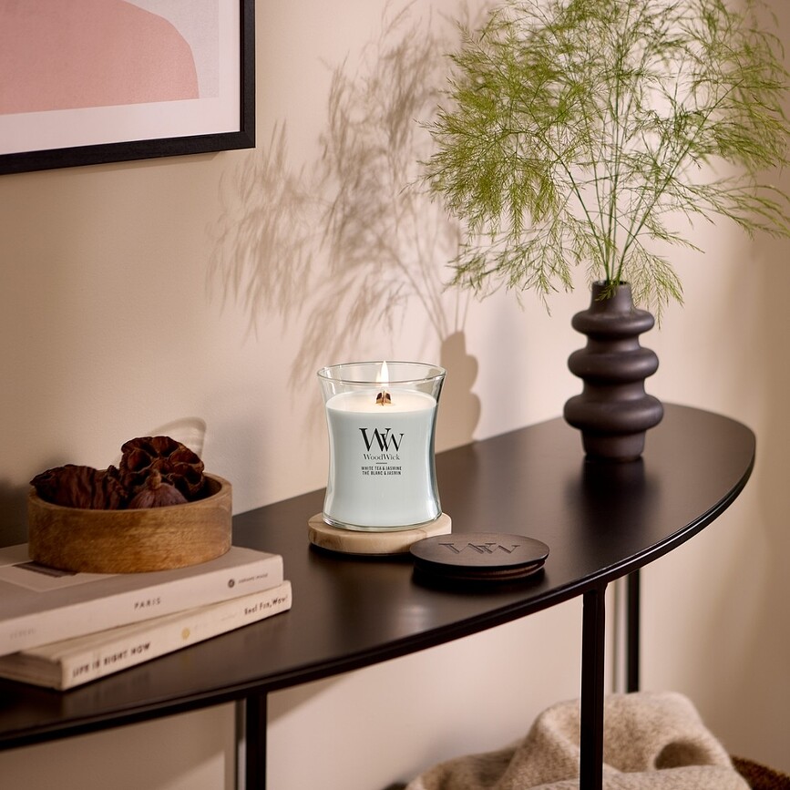 WoodWick Core White Tea & Jasmine lys, mellem