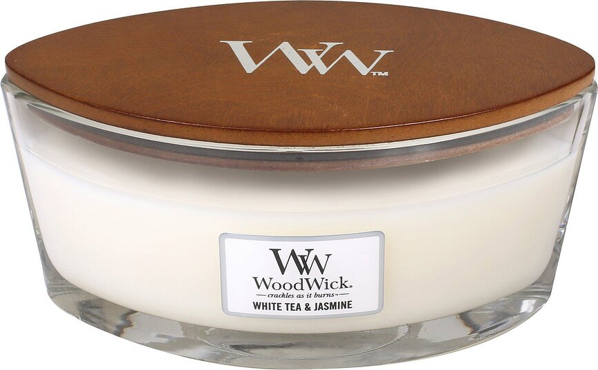 WoodWick Hearthwick Flame Bougie, parfum Thé Blanc & Jasmin