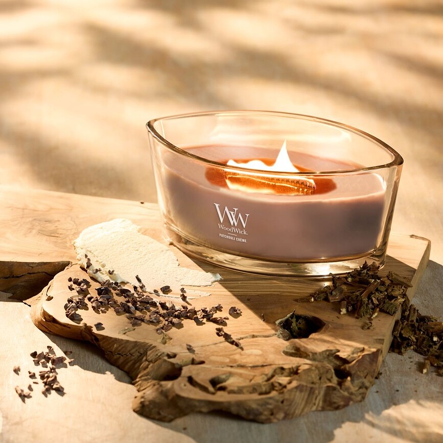 WoodWick Hearthwick Svijeća pačuli krema