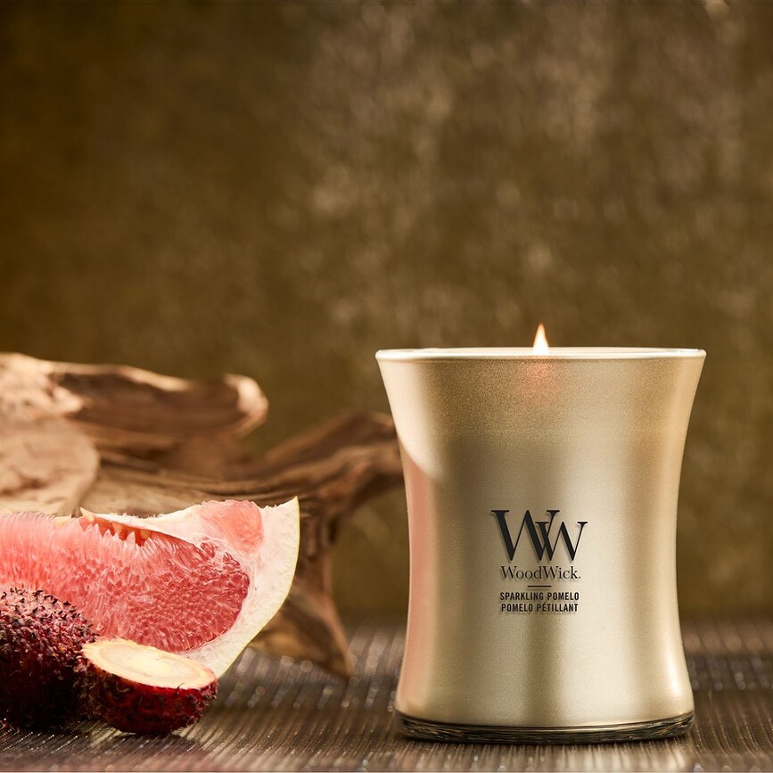 WoodWick Precious Metals Κερί Sparkling Pomelo, μεσαίο