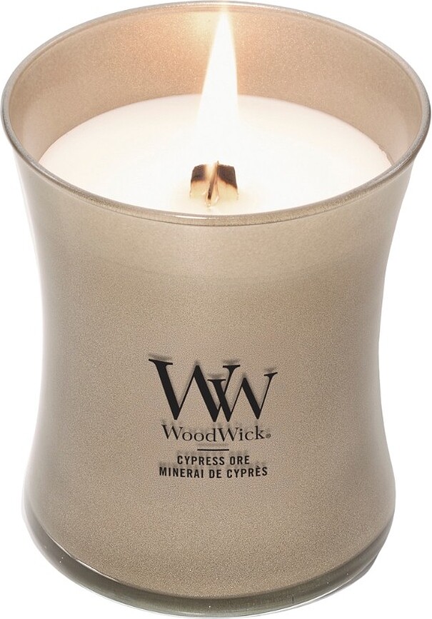WoodWick Precious Metals Sveča Cypress Ore, srednja