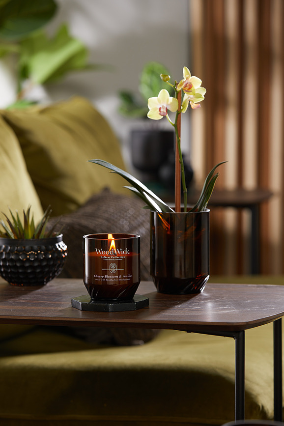WoodWick ReNew Κερί, Άρωμα Άνθος Κερασιάς & Βανίλια, μεσαίο