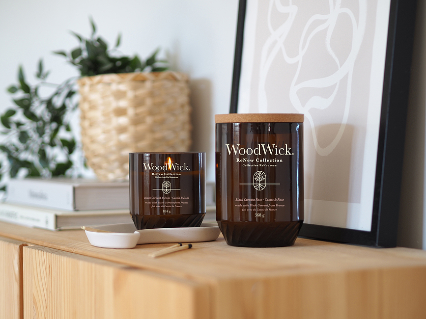 WoodWick ReNew Κερί, Μαύρη Σταφίδα & Τριαντάφυλλο, μεσαίο